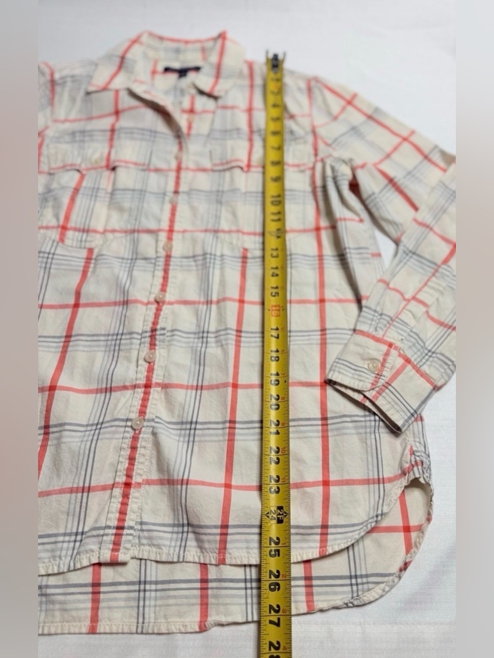 Banana Republic Soft Orange Plaid Women’s Button Down Shirt Small - Picture 6 of 11